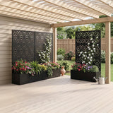 Garvee Raised Planter Box with Trellis for Climbing Plants, 71 in H x 44 in W x 16 in D Metal Garden Bed with Drainage Holes, Black