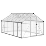 Garvee Polycarbonate Greenhouse, 8 x 12 FT Silver Aluminum Frame with Lockable Sliding Door, Adjustable Roof Vent and Upgraded Handle for Backyard Plants - Silver