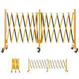 Garvee Expandable Metal Safety Barricade with Casters – Industrial Folding Security Gate – Retractable Driveway Barrier – Iron, Yellow & Black – Double Folding, 6 Brake Wheels – 23ft x 3.4ft – Size: Double folding with 6 brake wheels | iron | yellow + - Yellow