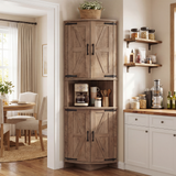 Garvee 64.8" Tall Corner Cabinet with Doors, Grey Farmhouse Corner Storage Cabinet for Bathroom & Kitchen, Freestanding Corner Pantry Cabinet with Adjustable Shelves, Triangle Cupboard for Living Room - Grey