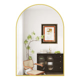 Garvee Gold Arched Wall Mirror with Aluminum Alloy Frame, Arch Bathroom Mirror 26"x38", Large Vanity Mirror for Bathroom, Bedroom, Living Room, Entryway, Modern Decorative Wall Mounted Mirror