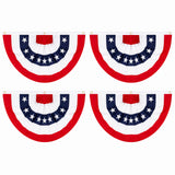 Garvee Heavy-Duty Pleated American Fan Flags 2x4FT, 4 Pack – Outdoor Patriotic Red White Blue Bunting Banner – Weatherproof Polyester, Rustproof Grommets – Perfect for Yard, Lawn & Garden