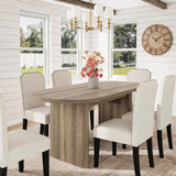 Garvee Farmhouse Oval Dining Table Set, 70.9" 5-Piece Kitchen & Dining Room Set w/ 4 Upholstered Chairs - Heavy-Duty Wood Base, Sturdy Legs - Rustic Pear Wood/Beige - Specs: 1800 oval table pear wood + 4 beige chairs