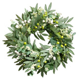 Garvee All-Season Farmhouse Greenery Wreath - Artificial Olive & Eucalyptus with Mixed Berries - Indoor/Outdoor Front Door, Porch, Wall, Window, Entryway Decor - Green, 20 Inch (50x50cm)
