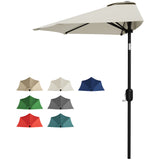 Garvee Space-Saving Sun Protection Half Patio Umbrella – 9FT Outdoor Shade Canopy with Smooth Crank Lift, Fits Patio, Garden, Deck, Balcony, Outdoor Table – Beige - Beige