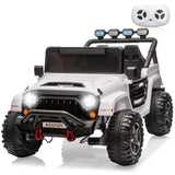 Garvee 24V 2-Seater Electric Ride On Truck for Big Kids – Parental Remote Control – 4-Wheel Suspension – 3 Speeds – LED Lights – Wireless Audio & MP3 Player – Standard Test Method/CPSIA Certified – White - White