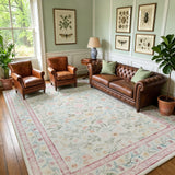 Garvee Washable Area Rug for Living Room - Soft Low Pile Non-Slip Carpet - Elegant Floral Design - Ideal for Bedroom & Dining Room - Pink, 8x10ft - Pink
