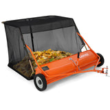 Garvee 50" Tow-Behind Lawn Sweeper, 26 Cu. Ft. Hopper, Adjustable Height, 10.5" Wheels, Universal Hitch for ATV, UTV & Tractor, Orange