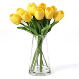 Garvee Yellow Real Touch PU Tulip Flowers in Faux Water Display, Lifelike Artificial Tulip Arrangement for Home Decor