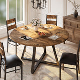 Garvee Round Dining Table Set for 4, 5 Piece Circle Wooden Kitchen Dinner Table & Chairs Set for 4, w/ 4 Unpholster Chairs, Sturdy Thick Frame, for Kitchen, Apartment, Small Space, Retro Gay - Rustic Gray