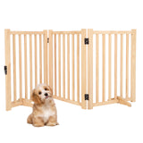 Garvee Wooden Freestanding Dog Gate, Collapsible Pet Gate with Support Feet, Indoor Dog Fence for The House,Doorways, Stairs，Expandable Pet Fence -3 Panel H:24” - Wood