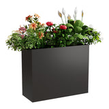Garvee 30" L × 12" W × 24" H Tall Metal Planter Box, Galvanized Steel Rectangular Flower Planter with Drainage Holes and Removable Shelf for Patio, Porch and Indoor Use, Black