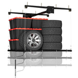 Garvee 4' × 4' Overhead Garage Storage Lift, 350 lb Ceiling Rack with Manual Crank, Steel Grid & Safety Lock, Black