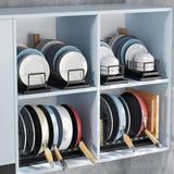Garvee Space-Saving Carbon Steel Dish Drying Rack Set – Multifunctional Kitchen Organizer for Plates, Pots, Pans & Lids – Adjustable Drainer with Utensil Holder & Drain Tray – Durable, Easy to Clean – Set of 2 Black