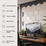 Garvee Self-Adhesive Hexagon Acoustic Panels 12-Pack Sound Absorbing 0.9" Thick Felt Easy Peel-and-Stick Installation Black White Gray Beige Home Studio - Beige