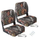 Garvee 16-Inch Wide Foldable Camo Boat Seats 2-Pack, Classic Camouflage Marine Seating with 4" Thick Cushion & Heavy-Duty Hinges, Universal 5"x5" Bolt Pattern for Fishing Boat, Jon Boat, Duck Hunting - Camouflage