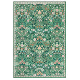 Garvee 8' x 10' Vintage Botanical Floral Area Rug, Machine Washable Non-Slip Low-Pile Stain-Resistant Rug for Living Room, Bedroom & Nursery, Green - Green