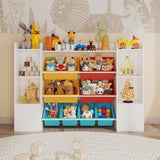 Garvee Toy Storage Organizer with 8 Removable Toy Bins, Toy Organizers and Storage, Large Toy Organizer Kids Bookshelf with 6 Storage Cubbies, Playroom Organization for Kids Room - White + Yellow/Red/Blue Frame