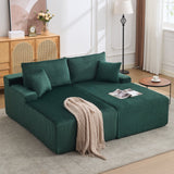 Garvee 79” Double Lounge Chair Indoor, Oversized Boneless Corduroy Sleeper Sofa Bed with 4 Pillows, Armrests, Comfy Reading Loveseat No Assembly Required Cloud Sofa for Living Room, Bedroom, Green - Green