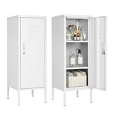 Garvee Lockable Metal Locker Cabinet, 39''h Metal Storage Cabinet with Lock, Adjustable Shelf & Ventilation, Steel Locker for Gym, School, Office, Home, Garage White - White