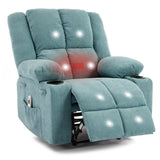 Garvee Manual Recliner Chair with Heating & Massage, Ergonomic Overstuffed Reclining Chair with Side Pockets, Q235 Steel Frame Lazy Boy Recliner Single Sofa for Living Room Bedroom, Light Blue - Light Blue