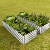 Garvee Raised Garden Beds, 2 Pack 6 x 1.5 x 1 ft Galvanized Metal Planter Boxes with 38.6 lbs Build, Rectangular Outdoor Containers for Vegetables, Herbs & Flowers, Silver