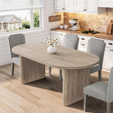 Garvee 63" Oval Farmhouse Dining Table Set with Upholstered Chairs, Wood Base, Nailhead Trim, Rubberwood Legs, 1 Table + 4 Chairs, Kitchen & Dining Room