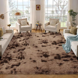 Garvee Ultra Soft Smooth Shag Area Rug - Large 9x12ft Carpet, Soft & Non-Shedding, Machine Washable, Non-Slip, Modern for Living Room Bedroom Nursery - Tie-Dye Brown - Tie-Dye Brown