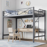 Garvee Metal Loft Bed Twin Size, Industrial Loftbeds Heavy Duty Bed with Safety Guard Rails and Space-Saving Design, Steel Bed for School, Bedroom, Grey - Grey