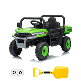 Garvee 12V Kids Ride on Dump Truck with Parent Remote Control, Single Seater Electric Farm Truck for Kids, Powered Dump Bed, Double Opening Doors, Suspension, LED Lights, MP3 & Horn,Green - Green