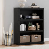 Garvee Farmhouse 3-Tier Bookcase, Rustic Plain Book Shelf with Storage Open Display Bookshelves, Space-Saving Industrial Design Home Decor Furniture for Office, Living Room, Bedroom, Black - Black