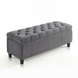 Garvee 51" Storage Ottoman Bench, End of Bed Storage Bench with 30-Gallon Hidden Storage, Button-Tufted Upholstery, Safety Hinges, Wood Legs, for Bedroom, Living Room, Entryway, Gray - Gray