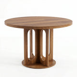 Garvee Modern Solid Wood Round Dining Table, 47" for 4-6 People - Circular Kitchen Table Set - Dining Table for Home - Black Base - Color: Walnut - Walnut