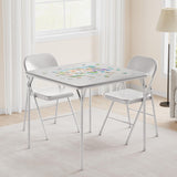 Garvee 5-Piece Folding Dining Table & Chairs Set - 34 in Square Card Table + 4 Metal Folding Chairs - Waterproof PU Upholstered Tabletop, No Assembly - Grey - Color: System default