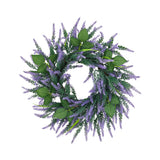 Garvee 20 Inch Lavender Wreath for Front Door, Spring Summer Wreaths with Onion Leaves & Lavender, Artificial Purple Wreath for Indoor Outdoor Farmhouse Home Porch Wall Window Festival Wedding Decor