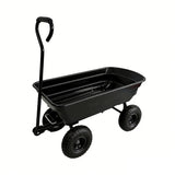 Garvee 600 Lbs Garden Dump Cart, Heavy Duty Outdoor Wagon with Quick Release & 10" Flat-Free Wheels for Yard, Soil & Tools – Black - Black