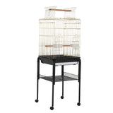 Garvee Large Open-Top Bird Cage with Rolling Stand – Removable Tray, Extra Storage, Breakable Casters, Indoor/Outdoor Use – Black Frame Gold Cage Body, Model 1038+10#