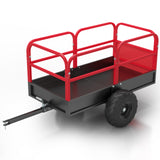Garvee Tow-Behind Dump Cart, 1700 lb Capacity, 17 cu. ft. Steel Utility Trailer with 16" Pneumatic Tires, 45° Dump, Removable Sides and Tailgate for ATV, UTV and Lawn Tractor, Red