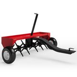 Garvee 40" Tow-Behind Lawn Plug Aerator with 24 Galvanized Steel Tines, 150 lb Weight Tray, Pneumatic Wheels, Deep Core Aeration, Red - Red