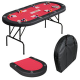 Garvee 8-Player Collapsible Oval Casino Card Table – 72" Portable Game Table for Texas Hold'em & Blackjack with Padded Armrests, Cup Holders, Collapsible Legs & Storage Bag, Black Edge + Red - Red