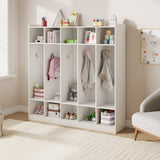 Garvee 5-Section Classroom Coat Locker with 10 Cubbies, Cubby Storage Organizer with 10 Hooks for Home, School, Nursery, Kindergarten, White - White