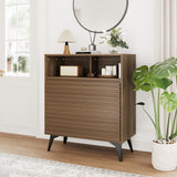 Garvee Fluted Storage Cabinet, Sideboard Buffet Cabinet with Storage,Modern Accent Cabinet with Adjustable Shelves for Living Room, Kitchen, Entryway, Nut-Brown Set of 2