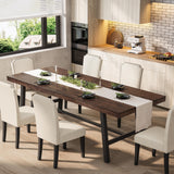 Garvee Industrial Dining Table for 8-10 – Extra Large Rectangular Farmhouse Table, Heavy Duty Metal Frame, Durable Wood Top – Ideal for Kitchen, Dining Room, Office – Cuba Areca Palm, 2.2 Meters - Dark Rustic Birch