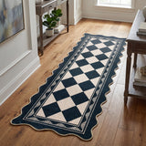 Garvee 2' × 6' Diamond Geometric Jute-Look Runner Rug, Washable Non-Slip Indoor Outdoor Rug for Kitchen, Hallway, Entryway & Patio, Black/White - Black & White