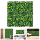 Garvee 4 PCS Artificial Greenery Wall Panels 20" x 20", Faux Grass, Fern & Spring Leaf Combo, Realistic Plastic Plants for Indoor Wall Decor, DIY Backdrop