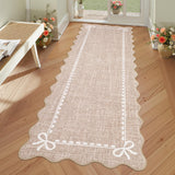 Garvee Scalloped Bow Rug for Living Room, Solid Camel Rug for Dorm, Washable Runner Rug 2.5x10 Soft Low Pile Non Slip Scalloped Rugs for Nursery Bedroom Decor Hallway Entryway Playroom - Camel