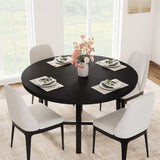 Garvee 47" Round Dining Table for 4-6 People, Modern Wood Circle Kitchen Table with Sturdy Industrial Metal Frame, Small Space Saving Dining Room Table for Apartment & Breakfast Nook, (No Chairs), Natura - Black (Seed)