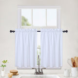 Garvee Seersucker Textured White Cafe Curtains for Bathroom or Kitchen – Water Resistant, Short Tier Window Treatment, Soft Embossed Fabric – Set of 2, 30" x 30" – Rod Pocket – Small Window Decor – Color: White, Size: 30"*30"*2, Specs: USA