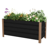 Garvee 3.3' × 1.3' × 1.5' Aluminum Raised Garden Bed, Deep Planter Box with Drainage Holes, Gray - Gray