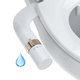 Garvee Non-Electric Dual Nozzle Bidet Attachment for Toilet Seat - Rear & Feminine Wash - Self-Cleaning Cold Water Spray - Adjustable Pressure - Easy Install - Rose Gold Trim Ring - Gold
